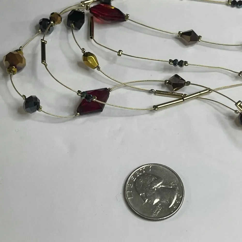 Chico's beaded necklace on wire faceted beads costume signed jewelry beaded - Picture 6 of 13